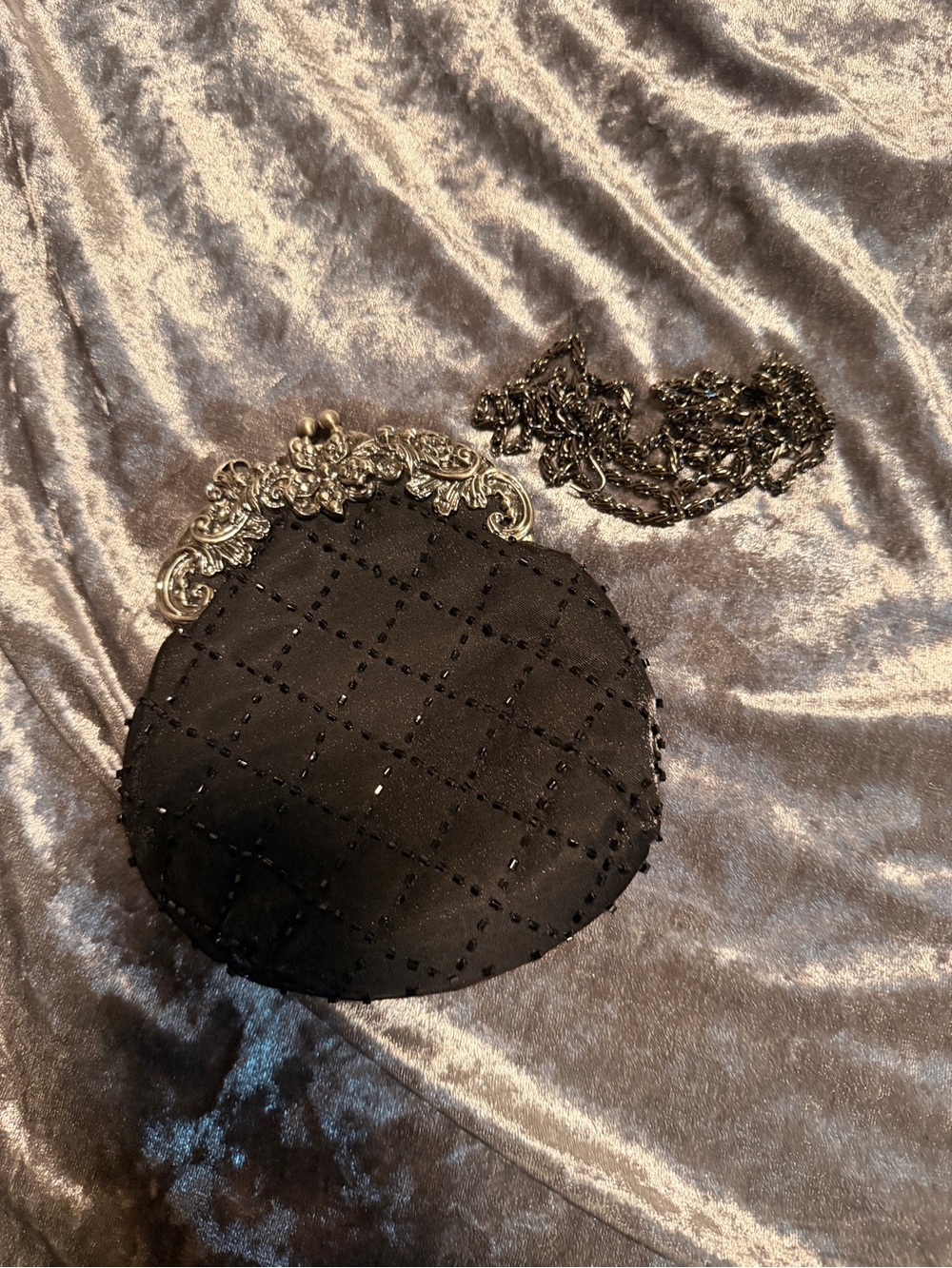 Jessica McClintock black beaded evening bag